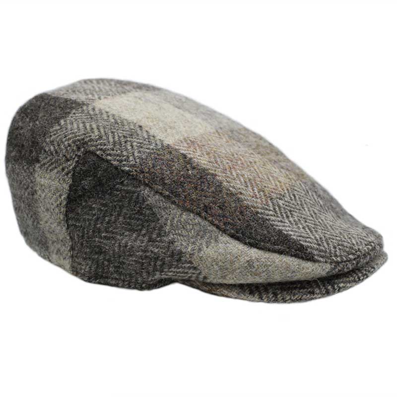 Harris_tweed_Flat_cap_Highland_Natural_Patchwork
