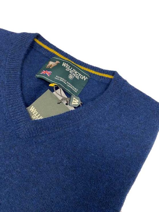 Pullover lambswool  Midnight met Harris Tweed details Blauw - Afbeelding 5
