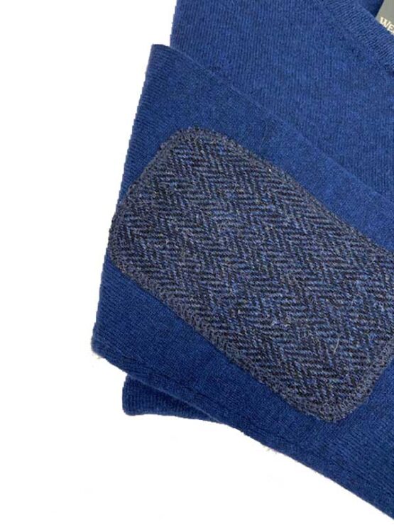 Pullover lambswool  Midnight met Harris Tweed details Blauw - Afbeelding 4