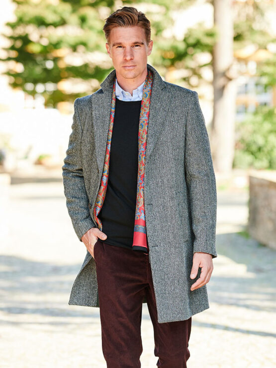 Harris Tweed Overjas, Grey herringbone