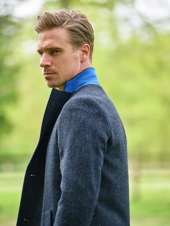 Harris Tweed Overjas, Blue herringbone - Afbeelding 2