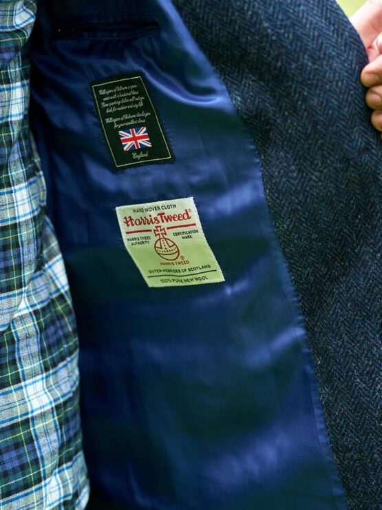 Harris Tweed Overjas, Blue herringbone - Afbeelding 3