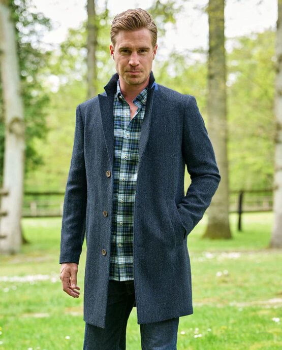 Harris Tweed Overjas, Blue herringbone - Afbeelding 4