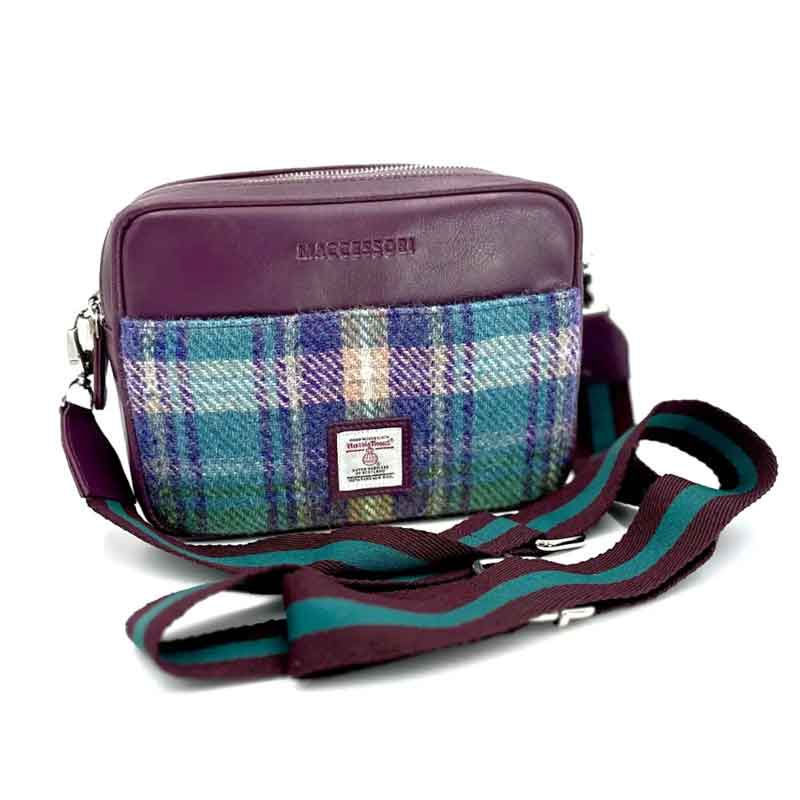 Harris_Tweed_Camera_Bag_In_Green_Purple_Check