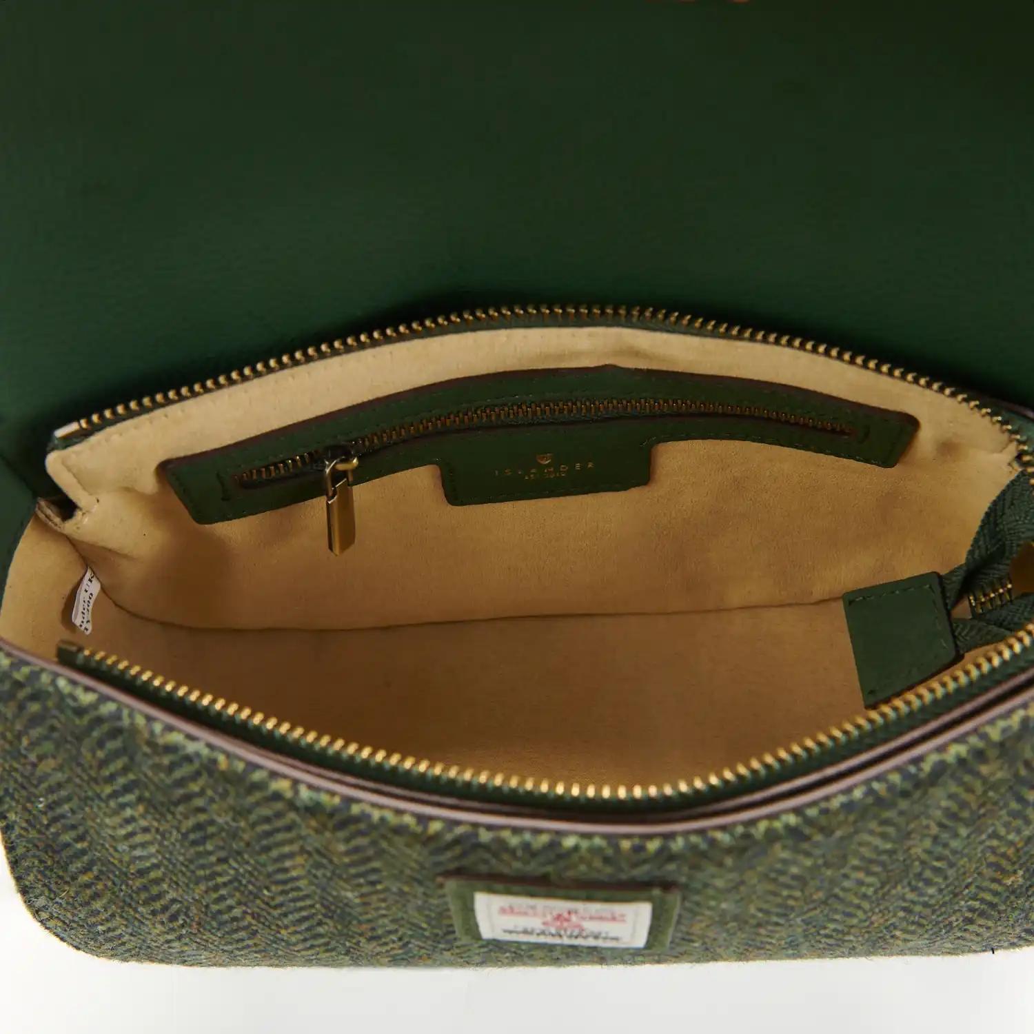 Harris Tweed Clutch, The Caithness, Islander, Dark Green Herringbone - Afbeelding 6
