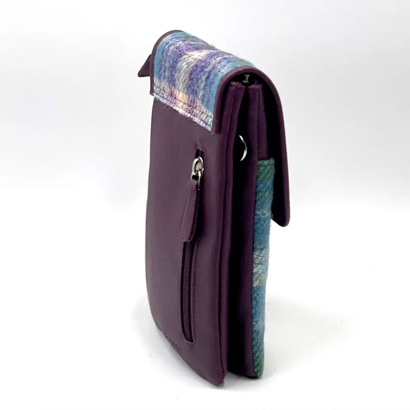 Harris Tweed Mini Crossbody Bag in Green/Purple Plaid - Afbeelding 6