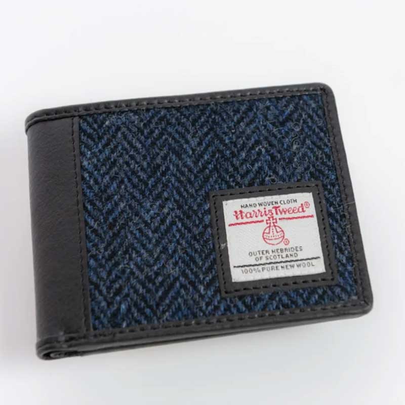Harris Tweed Bifold Wallet In Blue - Afbeelding 3