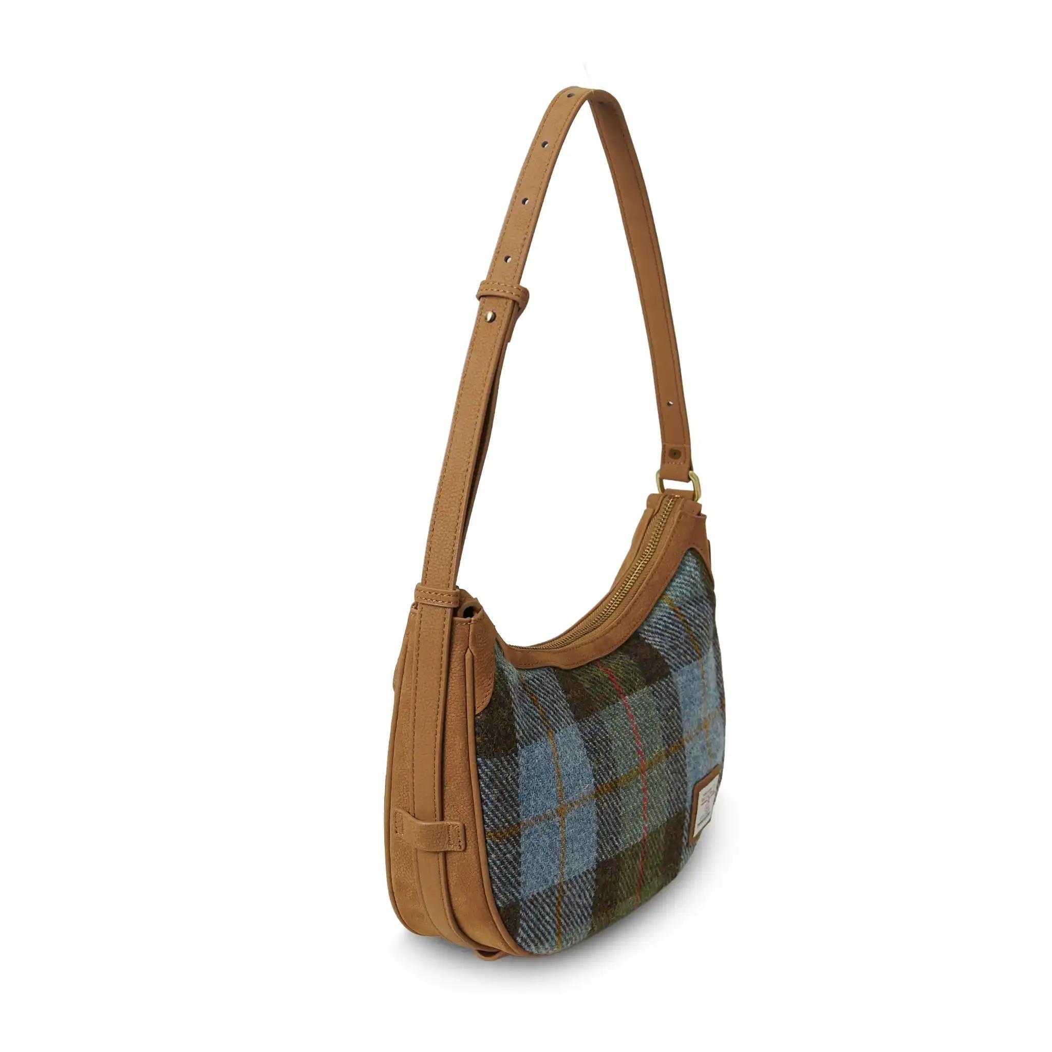 Harris Tweed Shoulder Bag, The Ellon, Islander, Chestnut Blue Tartan - Afbeelding 4