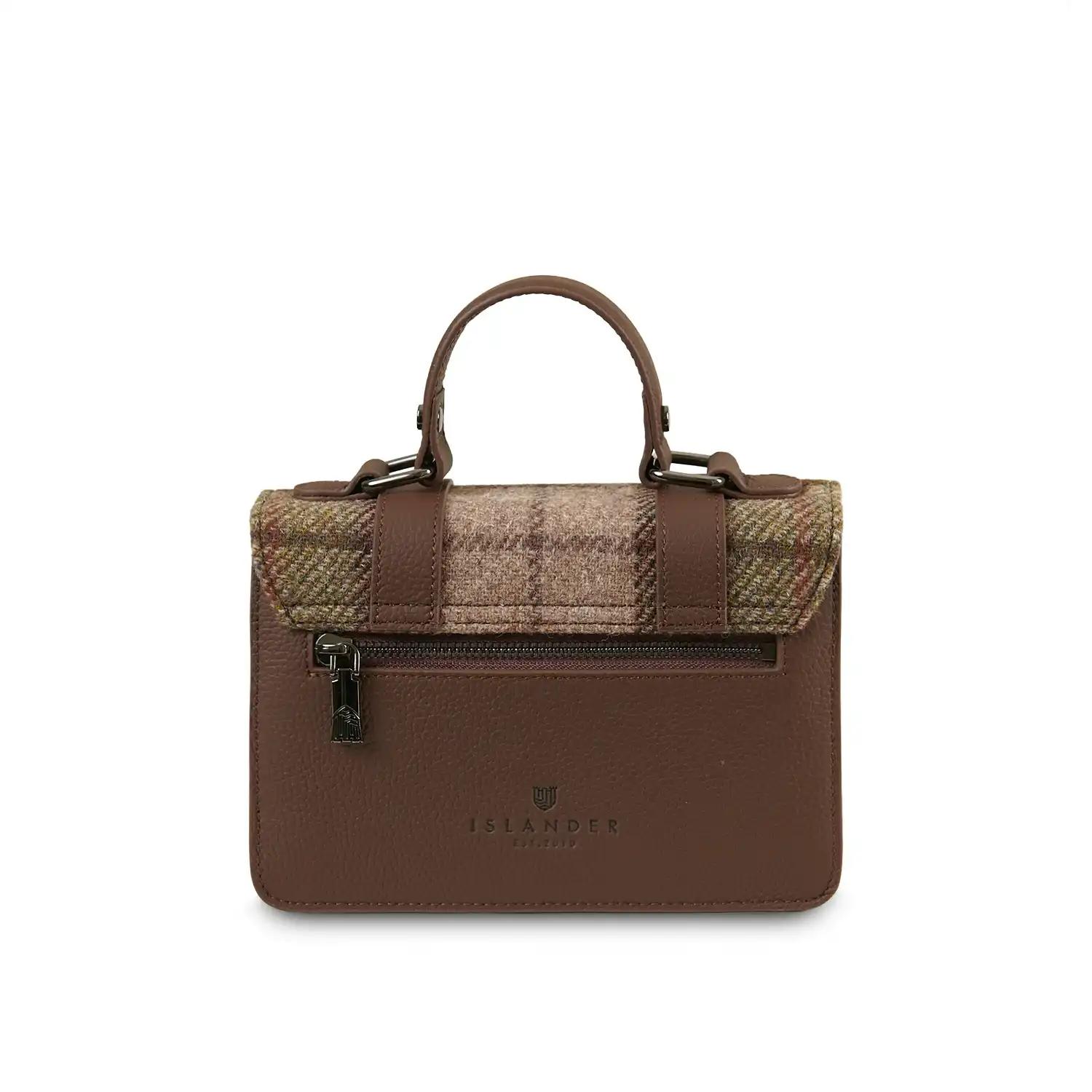 Harris Tweed Clutch, The Leather Mini Satchel, Islander, Chestnut Tartan - Afbeelding 4