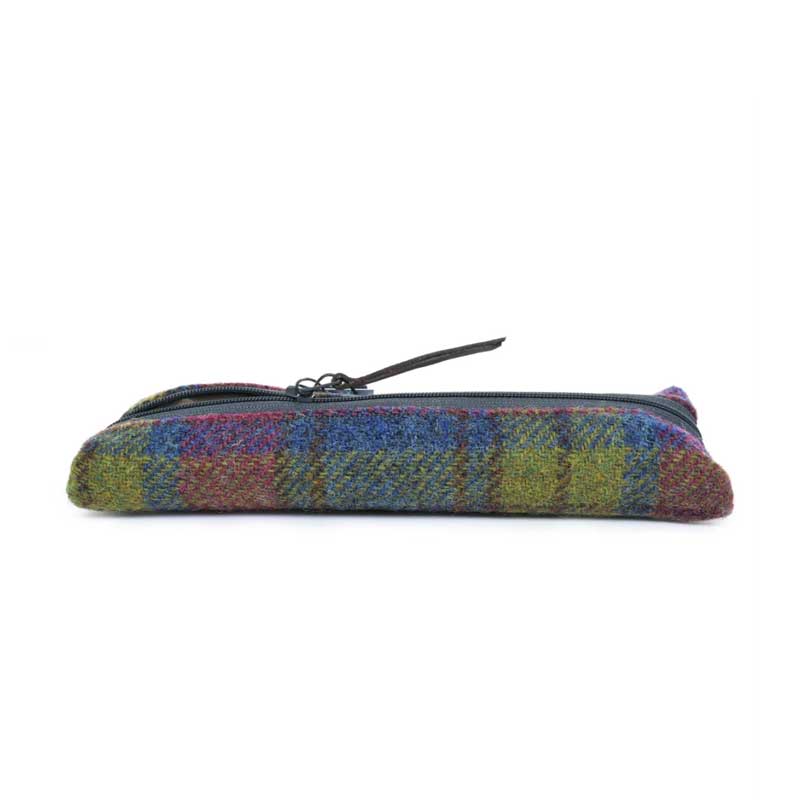 Harris Tweed Highland Range Slim Pencil Case Purple Multi Plaid - Afbeelding 3