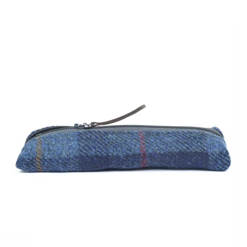 Harris Tweed Highland Range Slim Pencil Case Navy Plaid - Afbeelding 3