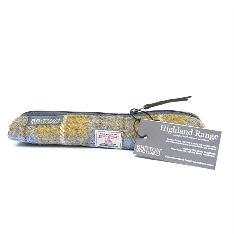 Harris_Tweed_Highland_Range_Slim_Pencil_Case_Mustard_Plaid