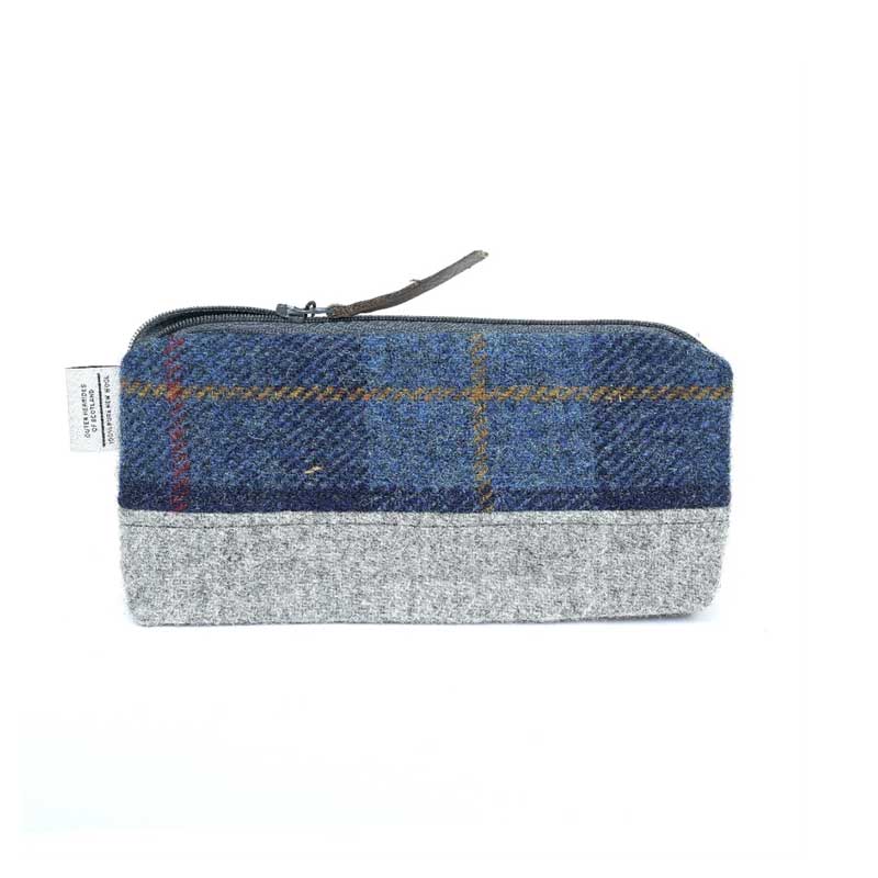 Harris Tweed Highland Range Cosmetic Bag Navy Plaid - Afbeelding 3