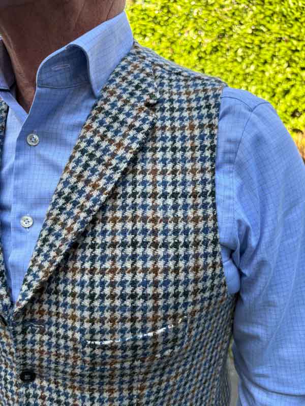 Harris Tweed Vestje Wales Met Revers In Cream Cocktail - Afbeelding 3