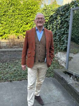 Harris Tweed Jacket London In Rust Overcheck